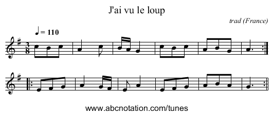 J'ai vu le loup - staff notation