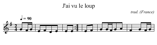 J'ai vu le loup - staff notation