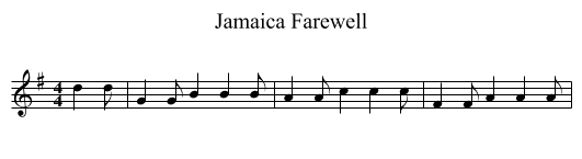 Jamaica Farewell - staff notation