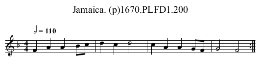Jamaica. (p)1670.PLFD1.200 - staff notation