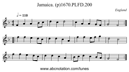 Jamaica. (p)1670.PLFD.200 - staff notation