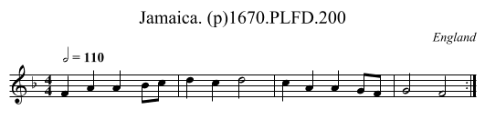Jamaica. (p)1670.PLFD.200 - staff notation
