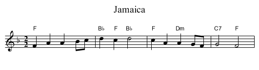 Jamaica - staff notation