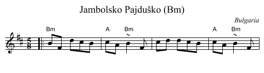 Jambolsko Pajdu&scaron;ko (Bm) - staff notation