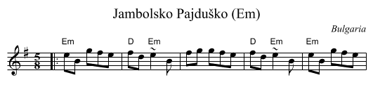 Jambolsko Pajdu&scaron;ko (Em) - staff notation