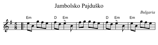 Jambolsko Pajdu&scaron;ko - staff notation