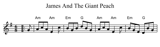 James And The Giant Peach - staff notation