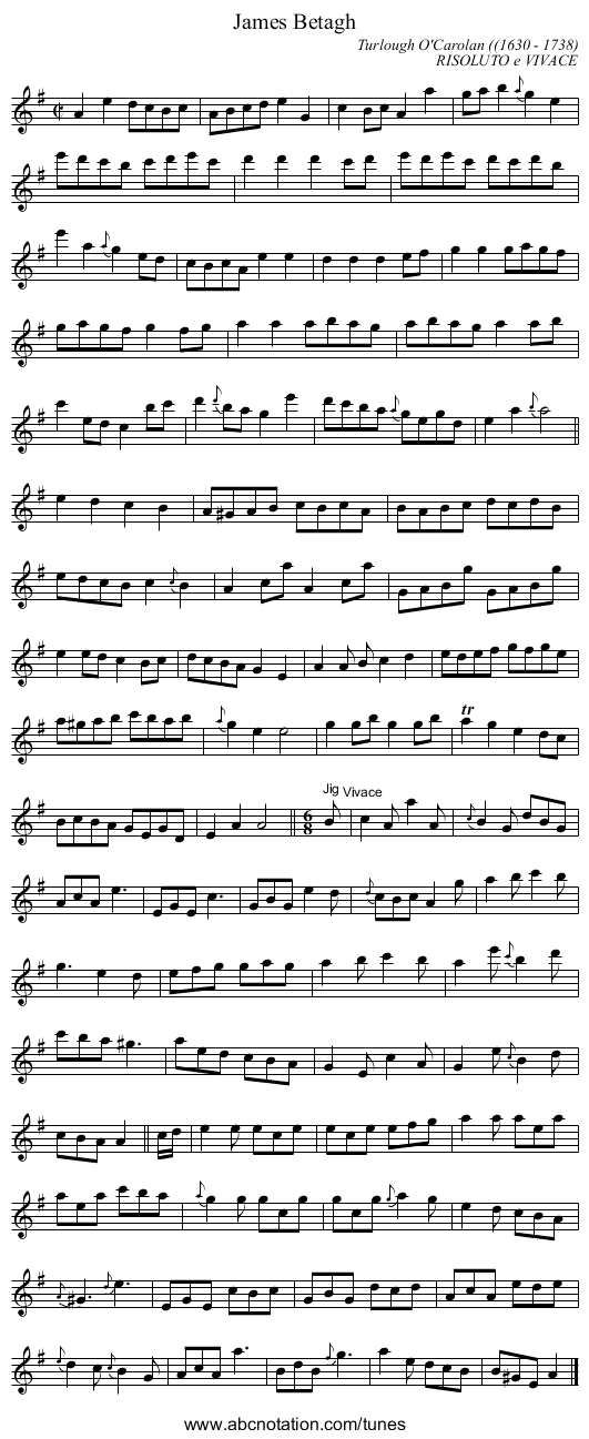 James Betagh - staff notation
