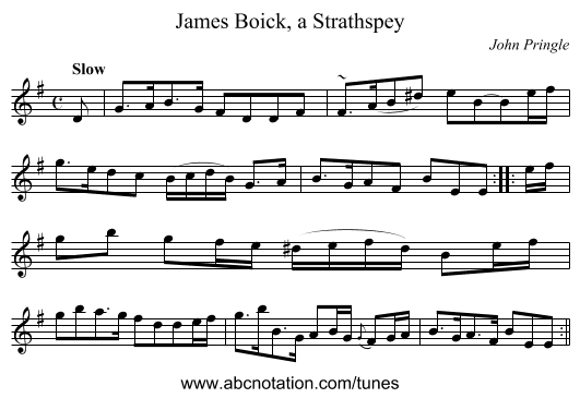 James Boick, a Strathspey - staff notation