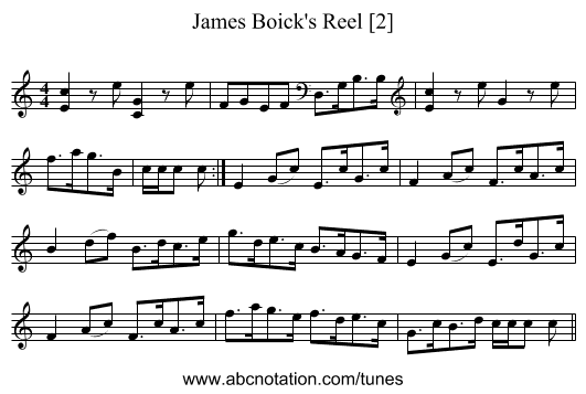James Boick's Reel [2] - staff notation