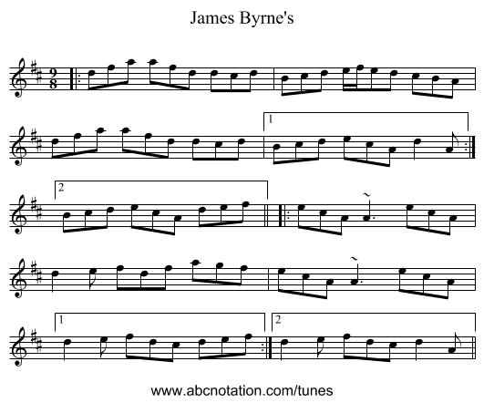 James Byrne's - staff notation