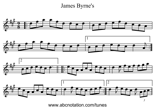 James Byrne's - staff notation