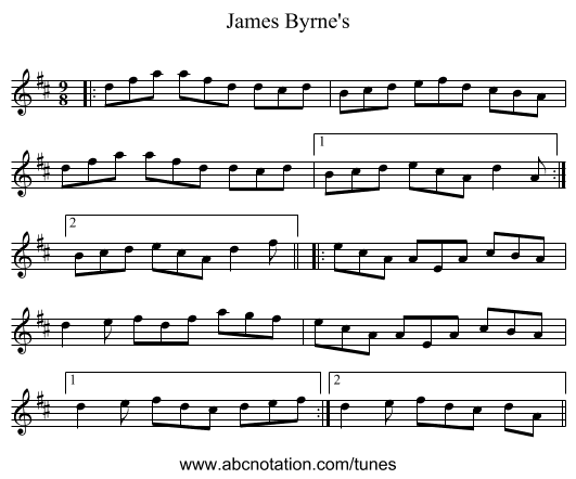 James Byrne's - staff notation