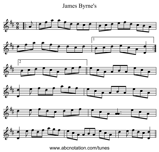 James Byrne's - staff notation