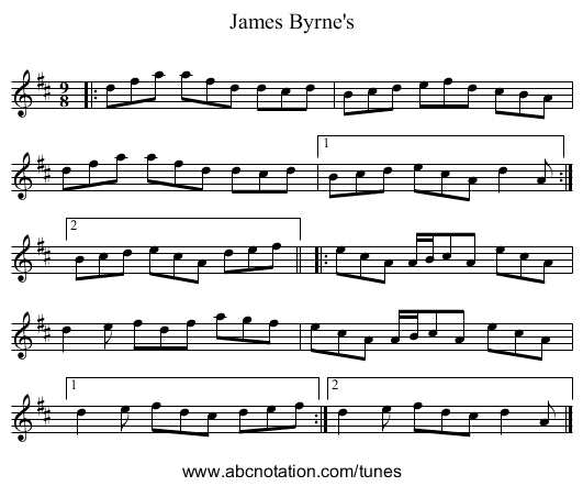 James Byrne's - staff notation