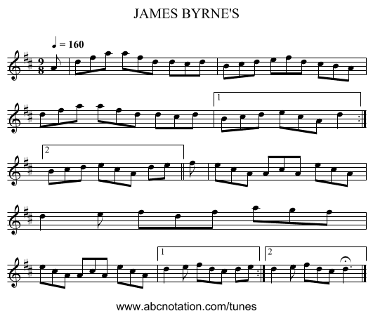 JAMES BYRNE'S - staff notation