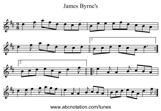 James Byrne's - staff notation