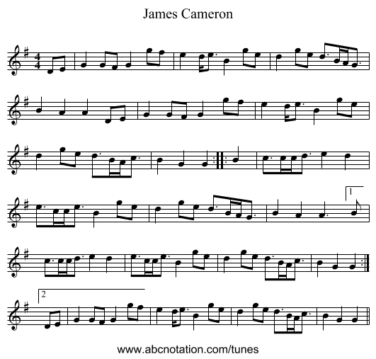 James Cameron - staff notation