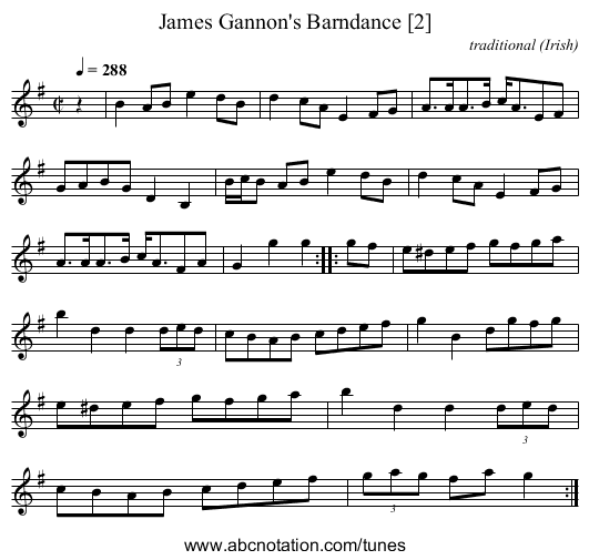 James Gannon's Barndance [2] - staff notation