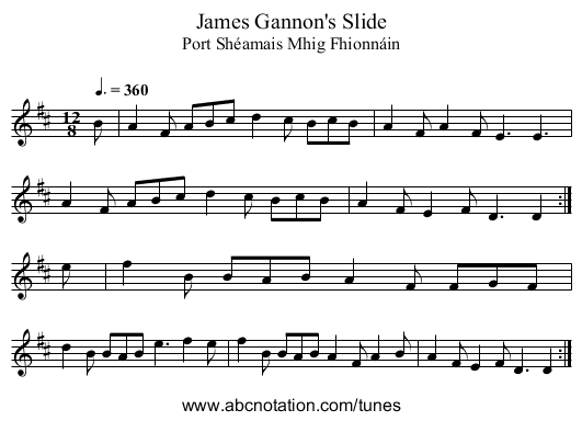 James Gannon's Slide - staff notation