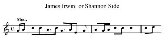 James Irwin: or Shannon Side - staff notation