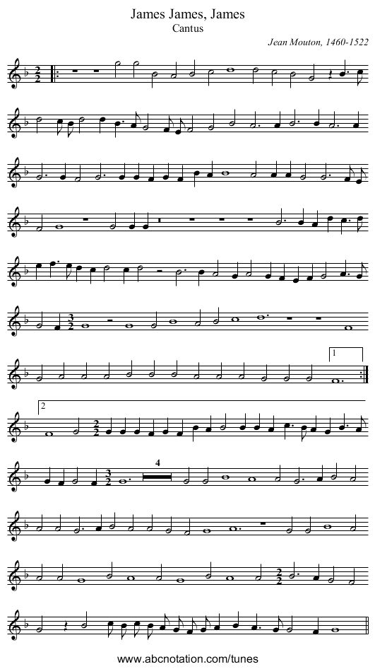 James, James, James - staff notation