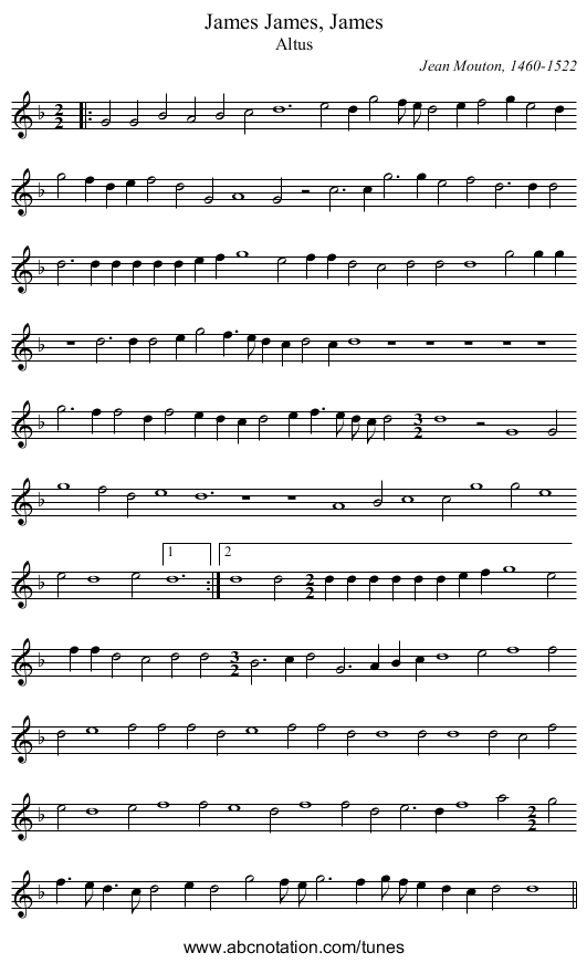 James, James, James - staff notation