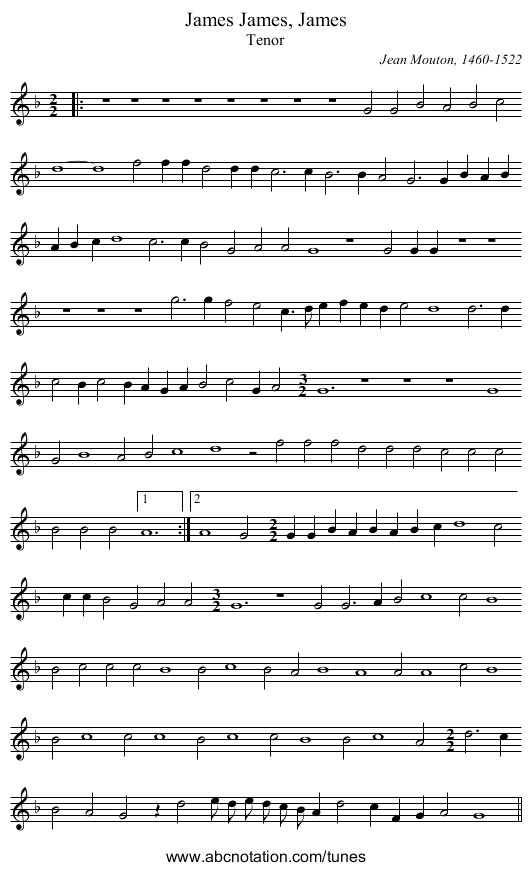 James, James, James - staff notation