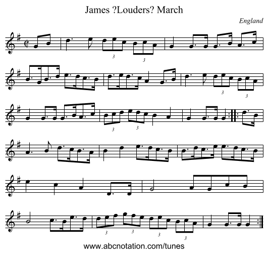 James ?Louders? March - staff notation