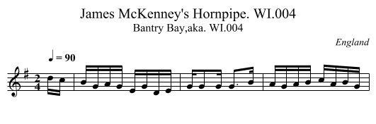 James McKenney's Hornpipe. WI.004 - staff notation