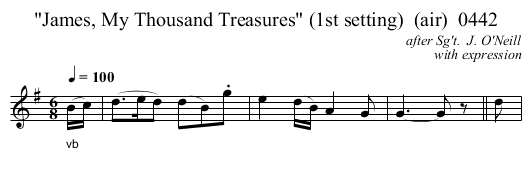 James, My Thousand Treasures (1st setting)  (air)  0442 - staff notation