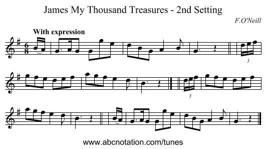 James My Thousand Treasures - 2nd Setting - staff notation