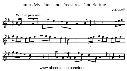 James My Thousand Treasures - 2nd Setting - staff notation