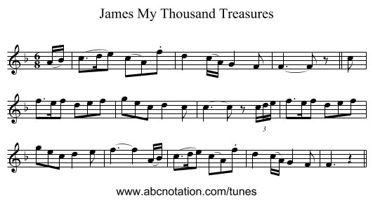 James My Thousand Treasures - staff notation
