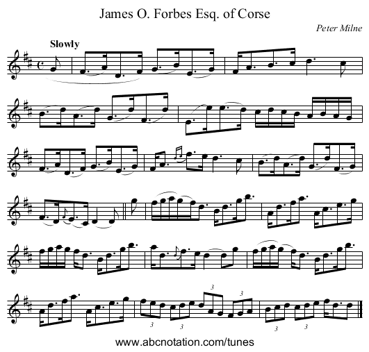 James O. Forbes Esq. of Corse - staff notation