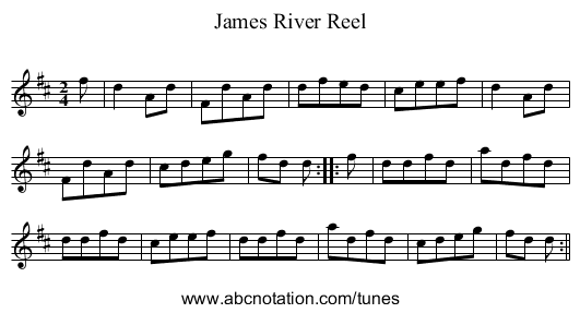 James River Reel - staff notation