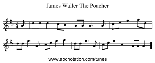 James Waller The Poacher - staff notation