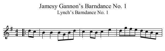 Jamesy Gannon’s Barndance No. 1 - staff notation