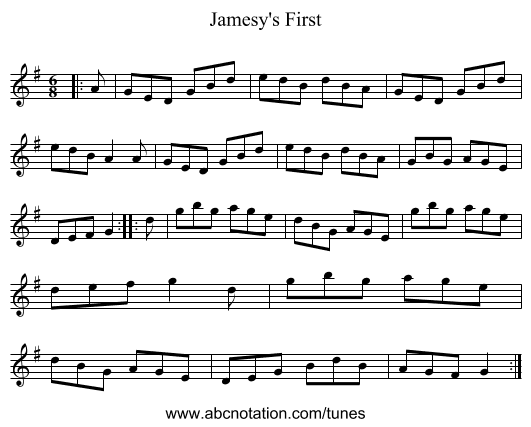 Jamesy's First - staff notation