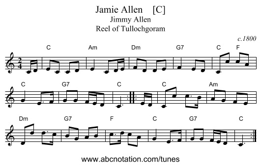 Jamie Allen    [C] - staff notation