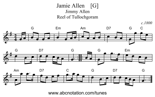 Jamie Allen    [G] - staff notation
