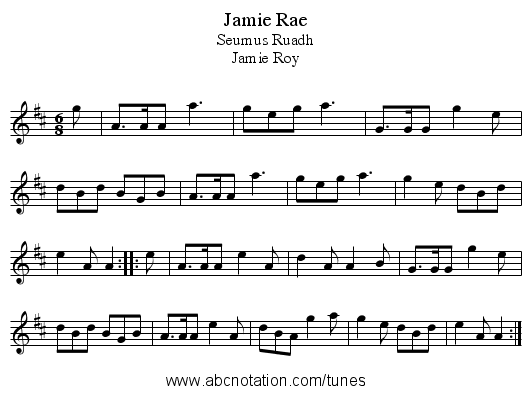 Jamie Rae - staff notation