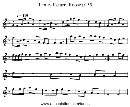 Jamies Return. Roose.0155 - staff notation