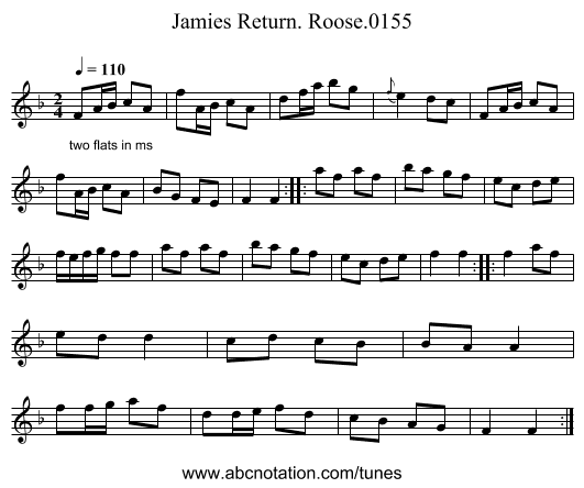 Jamies Return. Roose.0155 - staff notation