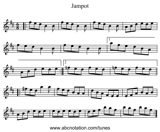 Jampot - staff notation