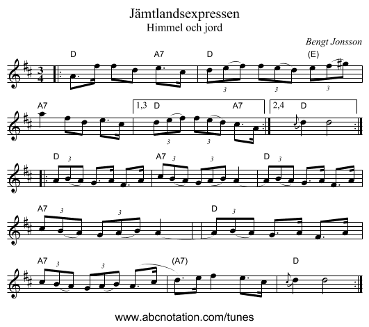 J&auml;mtlandsexpressen - staff notation