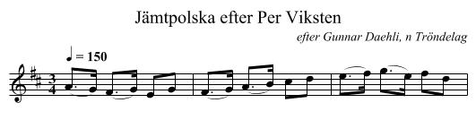 Jämtpolska efter Per Viksten - staff notation