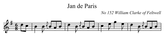 Jan de Paris - staff notation