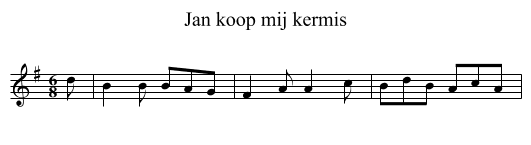 Jan koop mij kermis - staff notation