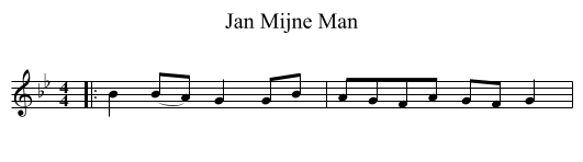 Jan Mijne Man - staff notation